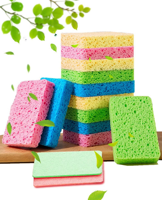 12-Count Kitchen Sponges- Compressed Cellulose Sponges Non-Scratch Natural Dish Sponge for Kitchen Bathroom Cars, Funny Cut-Outs DIY for Kids